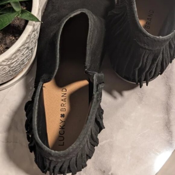 Lucky Black Fringed Ankle Boots NWOT - Picture 3 of 4